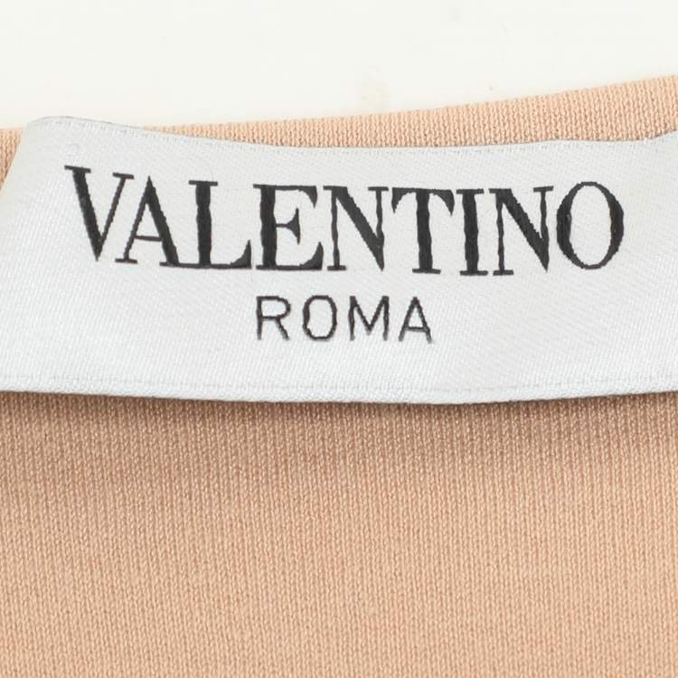 Pre Owned Valentino Beige Knit Silk Top M