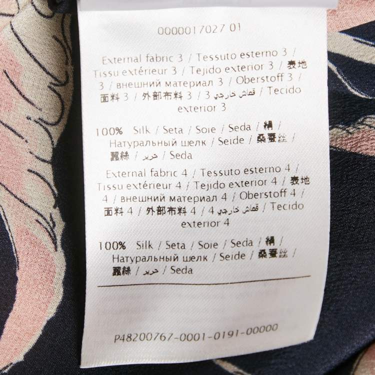Pre Owned Valentino Black Bird Printed Silk Button Front Shirt S