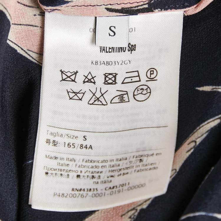 Pre Owned Valentino Black Bird Printed Silk Button Front Shirt S