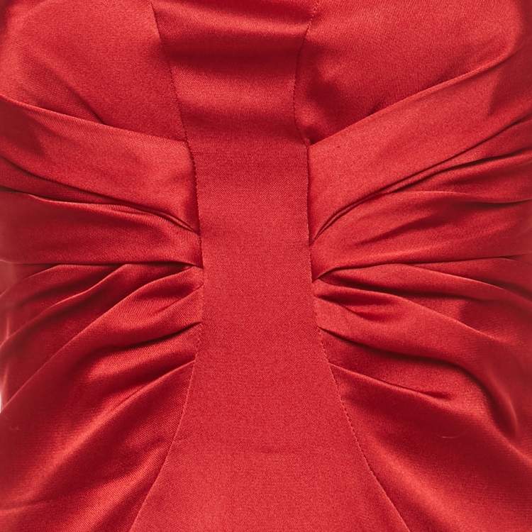 Pre Owned Valentino Red Silk Strapless Short Dress S