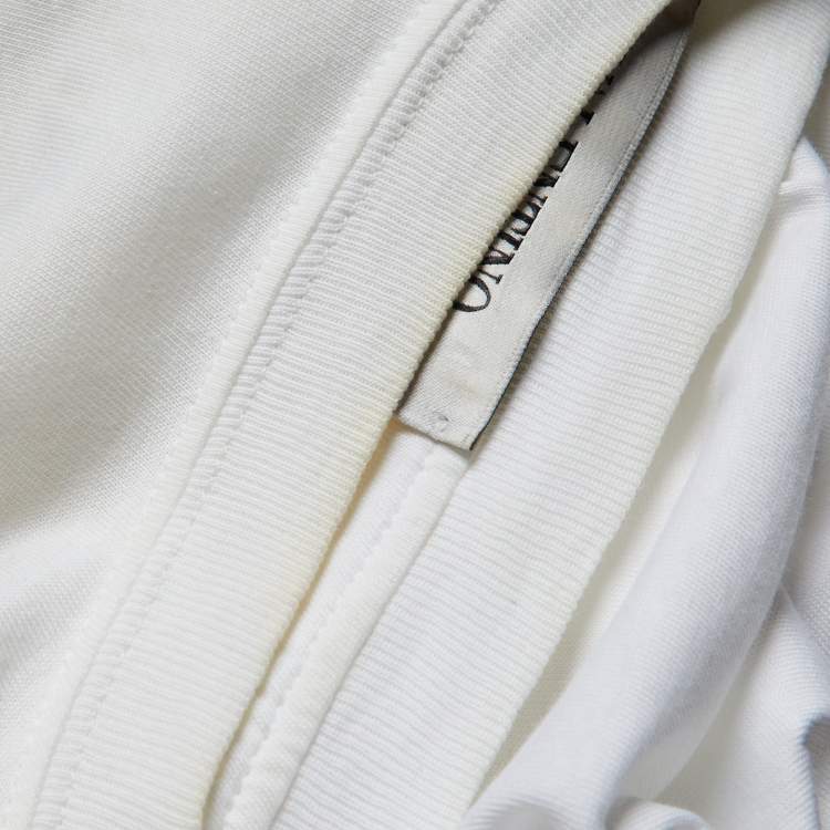 Pre Owned Valentino White Cotton Knit & Black Lace Paneled Oversized T-Shirt M
