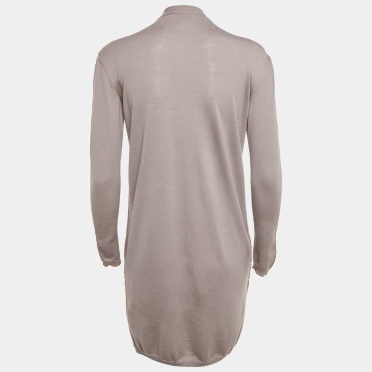 Pre Owned Valentino Mauve Lace and Knit V-Neck Sweater Dress S