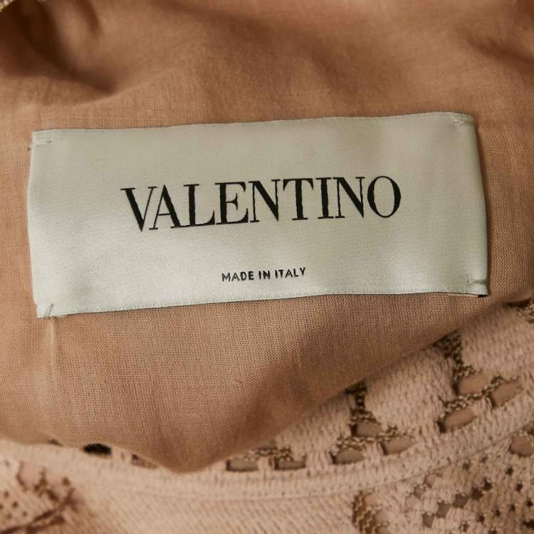 Pre Owned Valentino Pink Patterned Lace Maxi Dress L