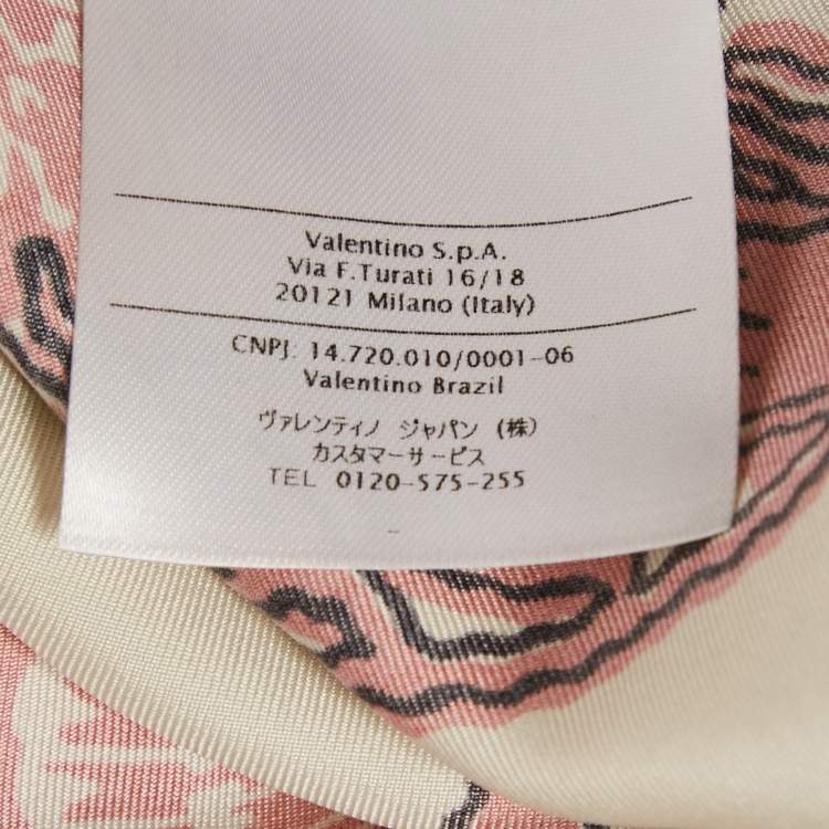 Pre Owned Valentino Cream/Pink Shell Printed Silk Top and Pants Set S/M