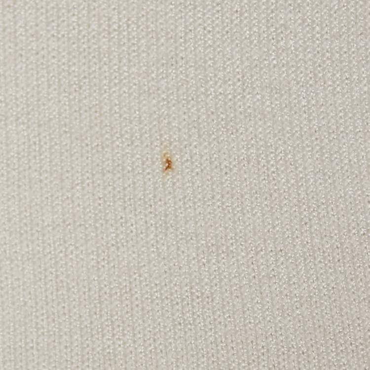 Pre Owned Valentino White Knit Contrast Detail Top S