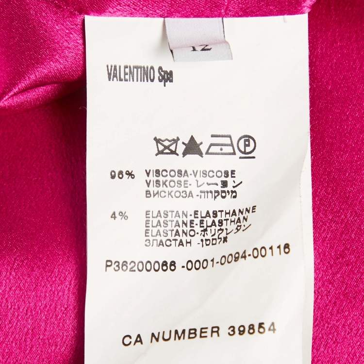 Pre Owned Valentino Pink Crepe Asymmetric Ruffle Sleeveless Short Dress L  