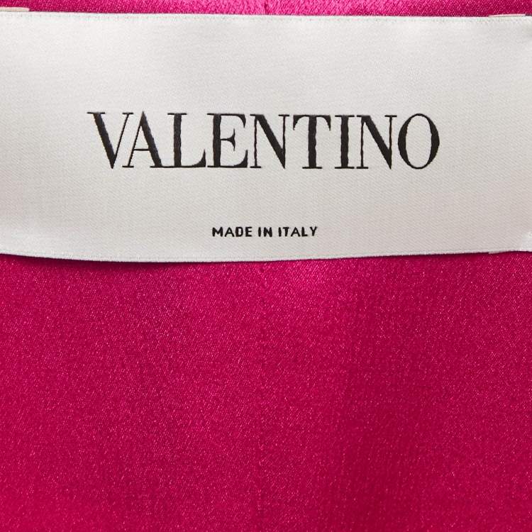 Pre Owned Valentino Pink Crepe Asymmetric Ruffle Sleeveless Short Dress L  