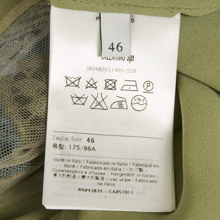 Pre Owned Valentino Green Embroidered Detail Silk Blouse L