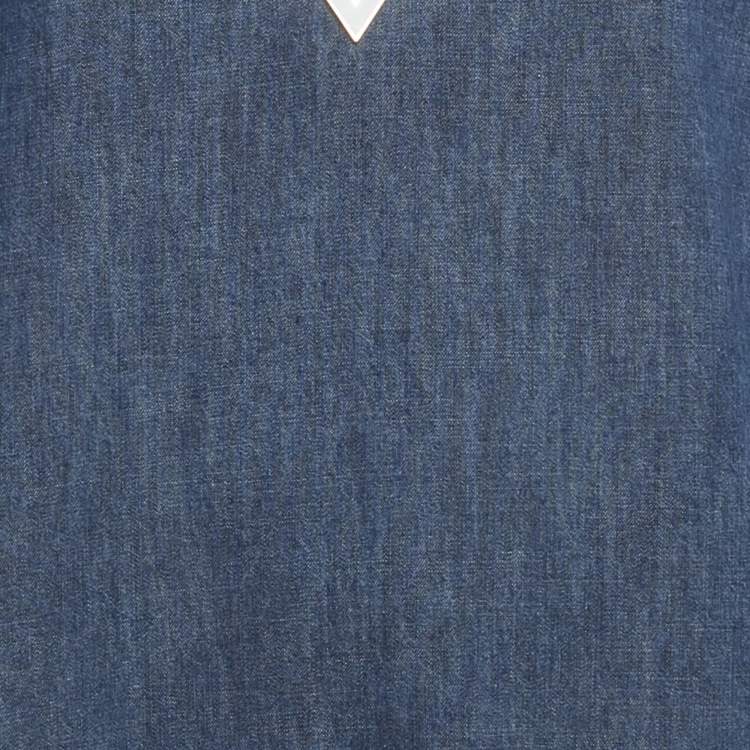 Pre Owned Valentino Blue Denim V Detail Mini Shift Dress S