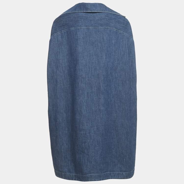 Pre Owned Valentino Blue Denim V Detail Mini Shift Dress S