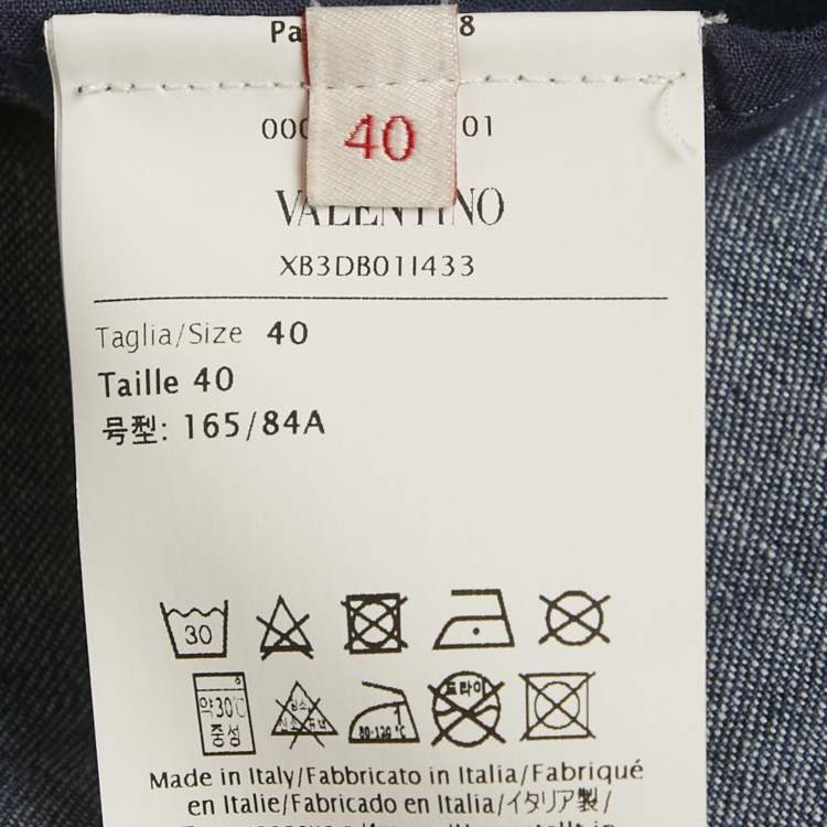 Pre Owned Valentino Blue Denim V Detail Mini Shift Dress S