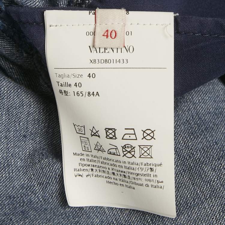 Pre Owned Valentino Blue Denim V Detail Mini Shift Dress S