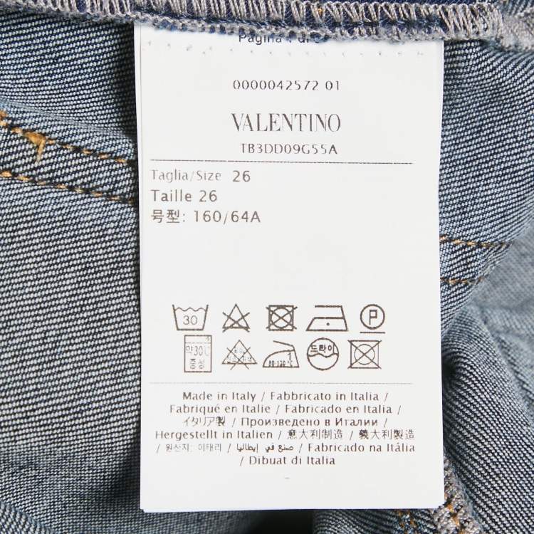 Pre Owned Valentino Navy Blue Denim Shorts S Waist 26"