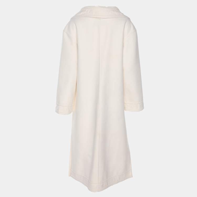 Pre Owned Valentino Cream Wool Blend Trench Coat S