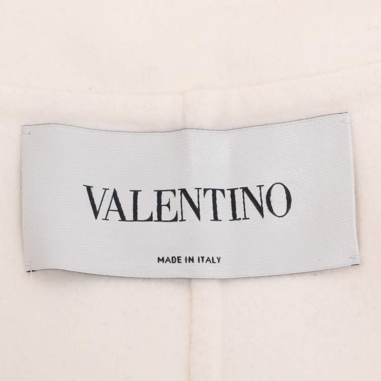 Pre Owned Valentino Cream Wool Blend Trench Coat S