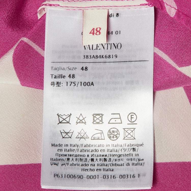 Pre Owned Valentino Pink Panther Print Silk Crêpe de chine Blouse L
