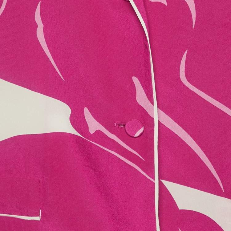 Pre Owned Valentino Pink Panther Print Silk Crêpe de chine Blouse L
