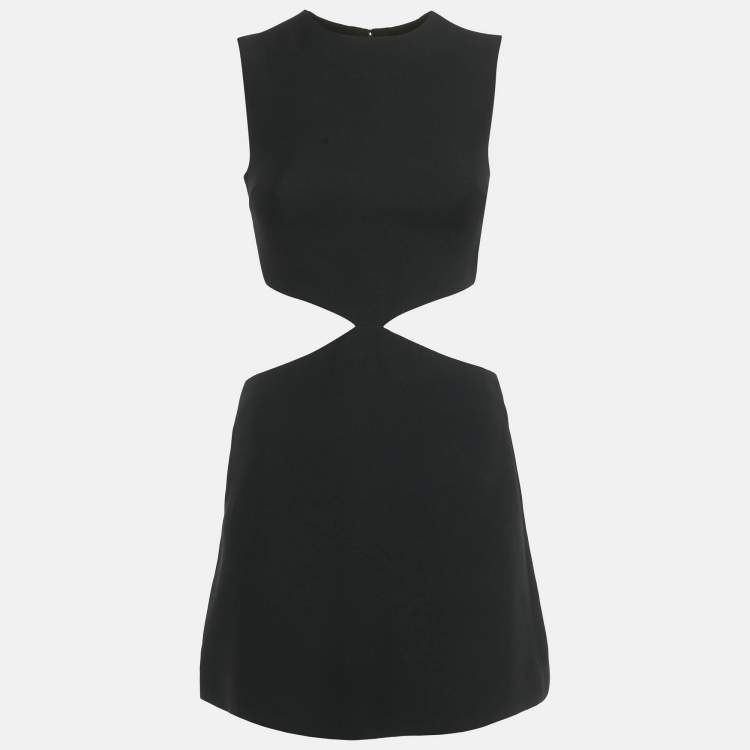 Pre Owned Valentino Black Wool Blend Cut-Out Sleeveless Mini Dress S