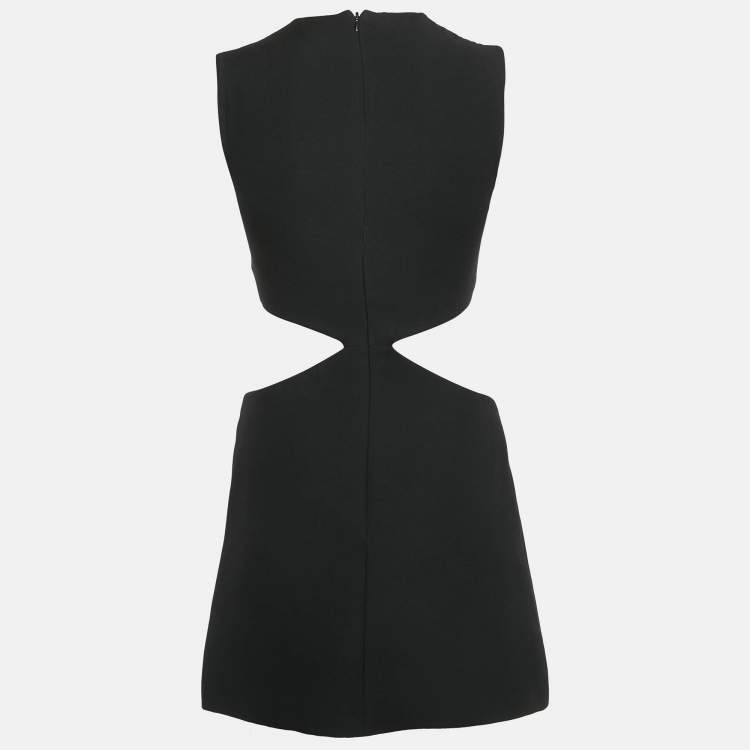 Pre Owned Valentino Black Wool Blend Cut-Out Sleeveless Mini Dress S