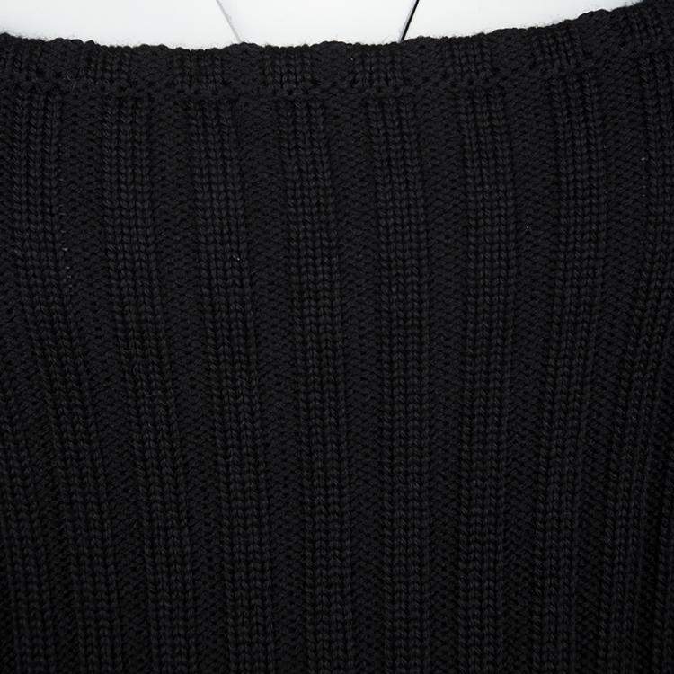 Pre Owned Valentino Black Wool Ribbed Sleeveless Crop Top M