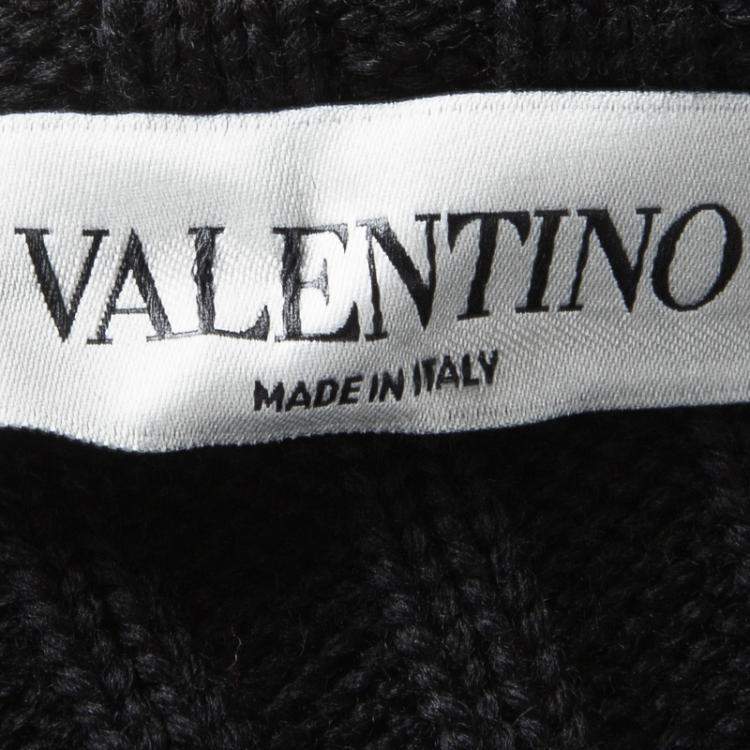 Pre Owned Valentino Black Wool Ribbed Sleeveless Crop Top M