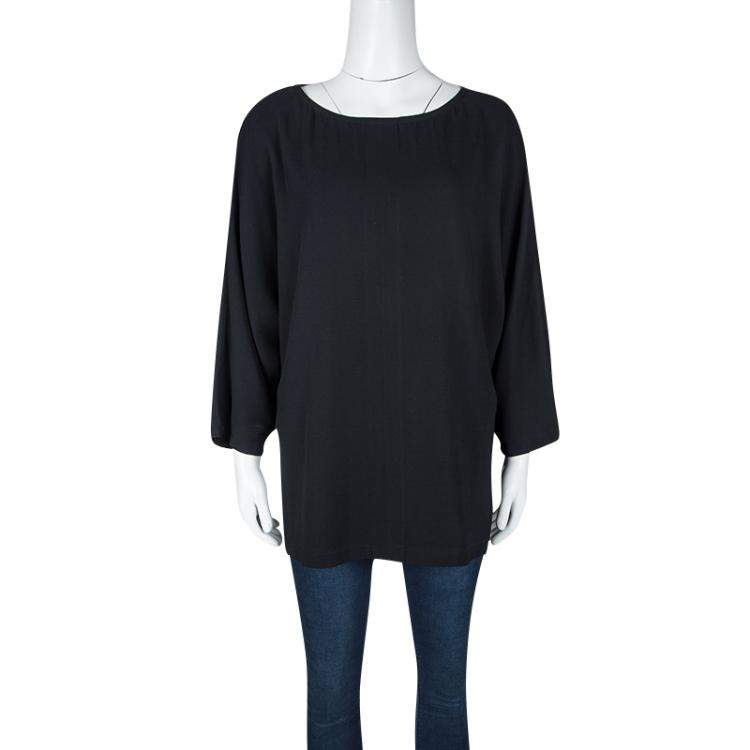 مملوكة مسبقًا Valentino Black Short Sleeve Oversized Blouse M
