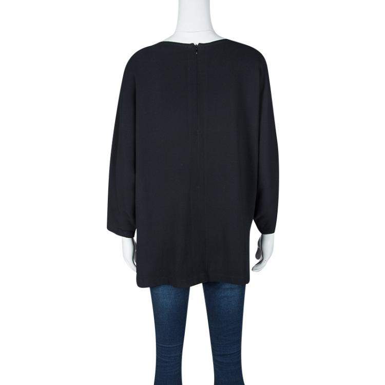 مملوكة مسبقًا Valentino Black Short Sleeve Oversized Blouse M
