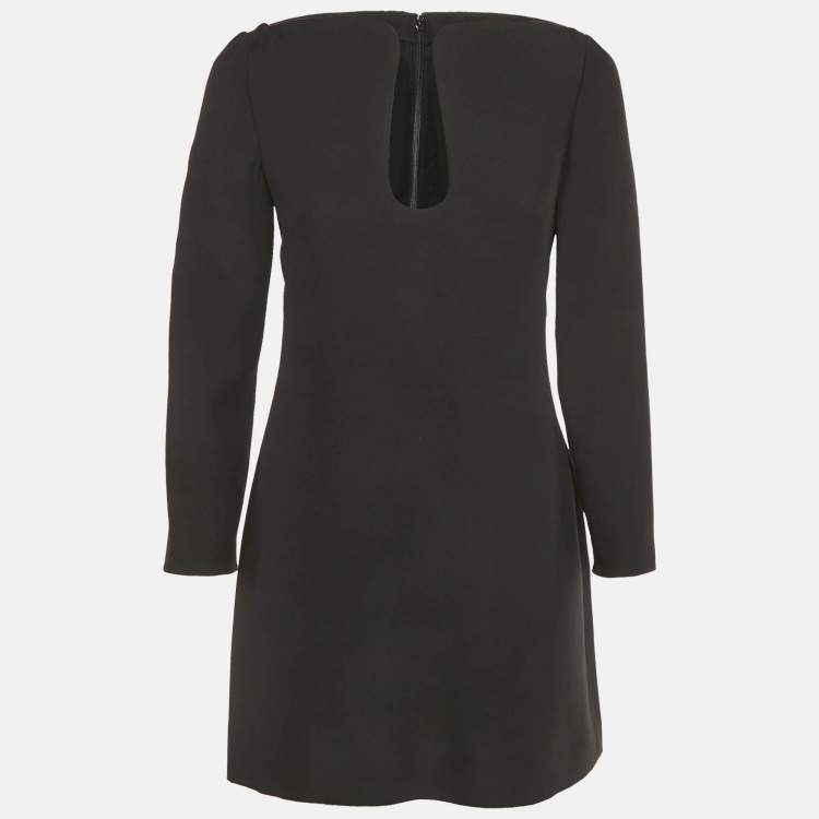 Pre Owned Valentino Black Crepe Keyhole Neck Detail Mini Dress S