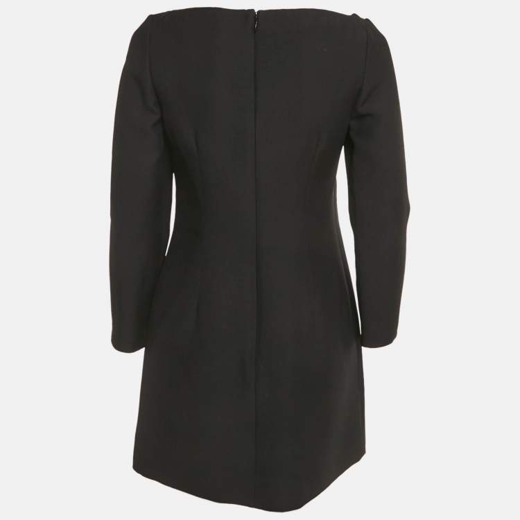 Pre Owned Valentino Black Crepe Keyhole Neck Detail Mini Dress S