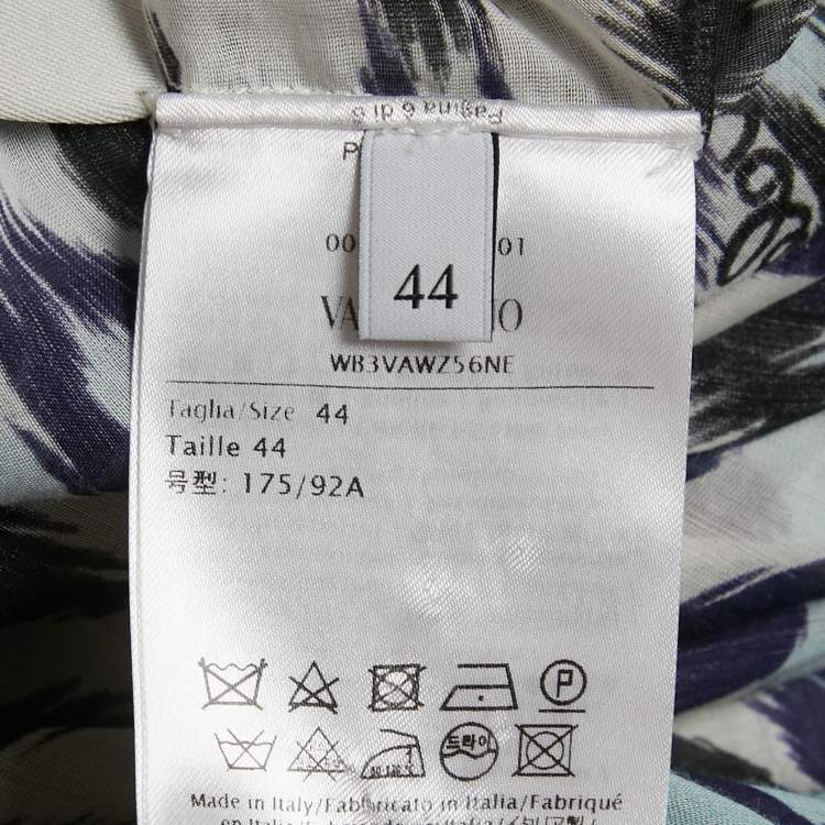 Pre Owned Valentino Blue Printed Cotton Blend Kaftan Dress M