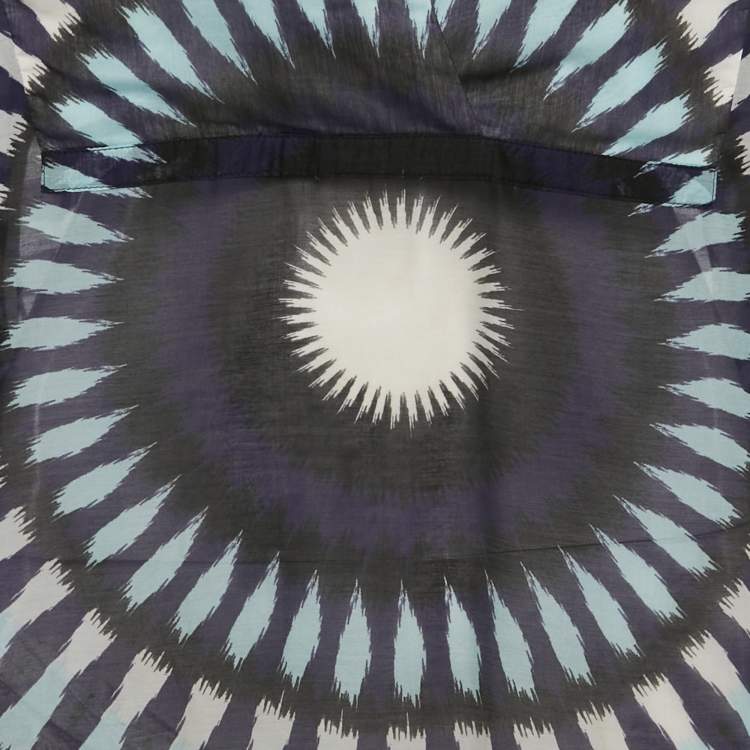 Pre Owned Valentino Blue Printed Cotton Blend Kaftan Dress M