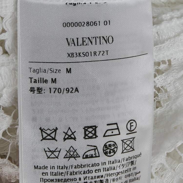 Pre Owned Valentino White Lace Fringed Loose Fit Mini Dress M