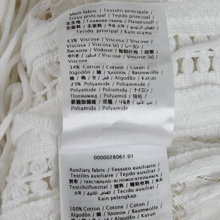 Pre Owned Valentino White Lace Fringed Loose Fit Mini Dress M