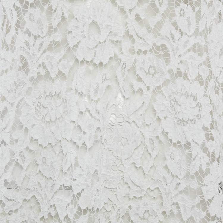 Pre Owned Valentino White Lace Fringed Loose Fit Mini Dress M