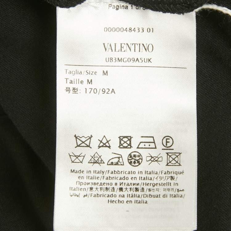 Pre Owned Valentino Black Cotton VLogo Sequence Embellished Crew Neck T-Shirt M 