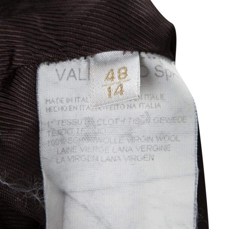 Pre Owned Valentino Brown Wool High Waist Inverted Pleat Skirt L