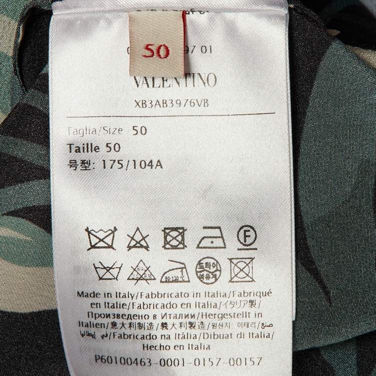 Pre Owned Valentino Black Floral print Silk Feather Trim Shirt XL