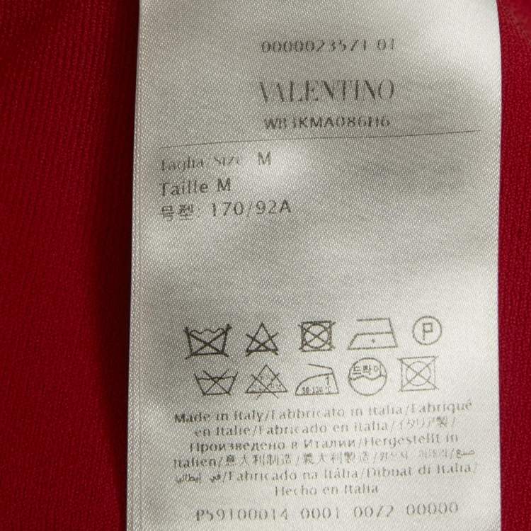 Pre Owned Valentino Red Logo Detail Stretch Knit Crop Top M