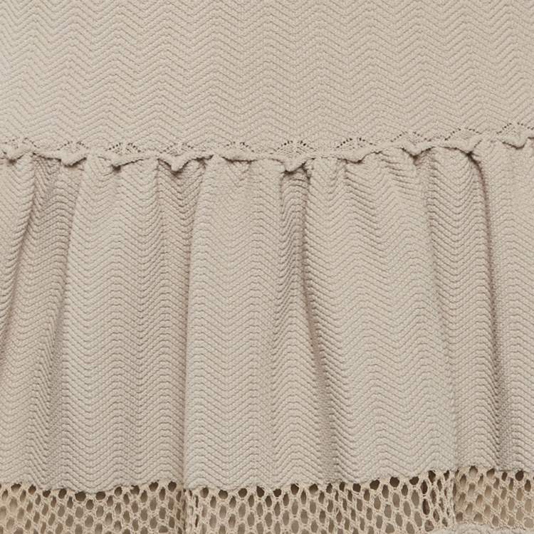 Pre Owned Valentino Beige Stretch Knit Mesh Detail Mini Dress M