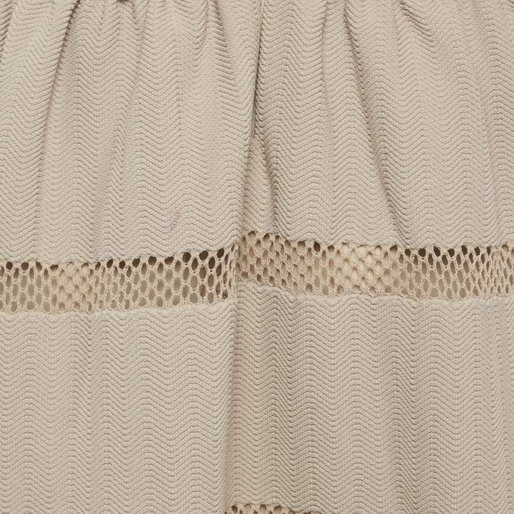 Pre Owned Valentino Beige Stretch Knit Mesh Detail Mini Dress M