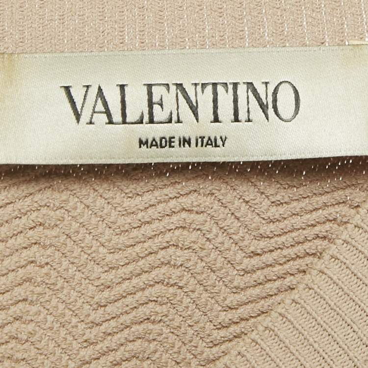 Pre Owned Valentino Beige Stretch Knit Mesh Detail Mini Dress M