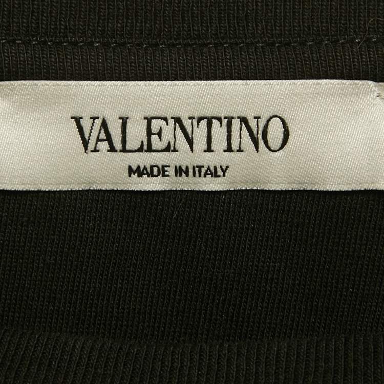 Pre Owned Valentino Black Logo Print Jersey T-Shirt S