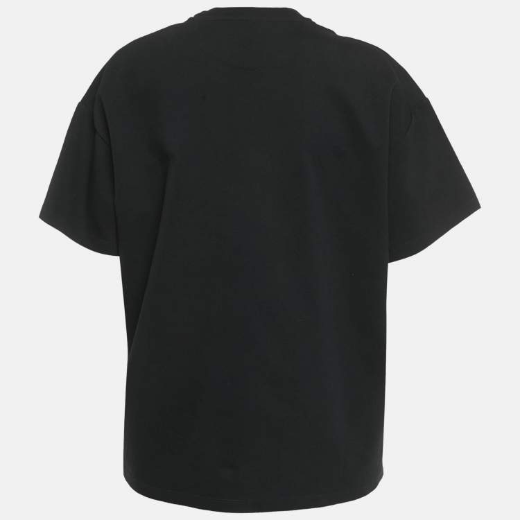 Pre Owned Valentino Black Logo Print Jersey T-Shirt S