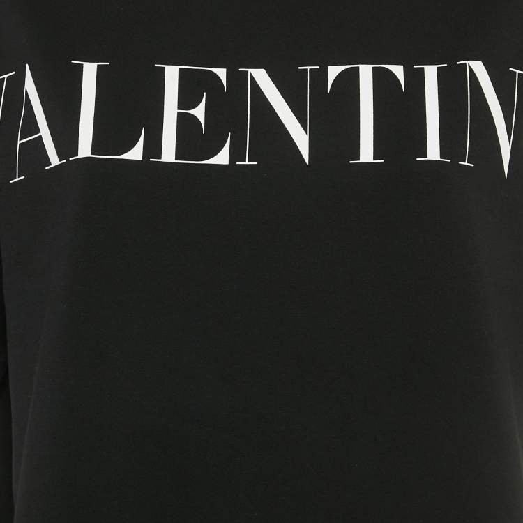 Pre Owned Valentino Black Logo Print Jersey T-Shirt S