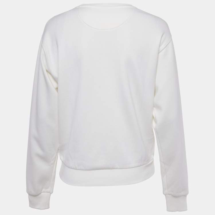 Pre Owned Valentino Off White Sequin Logo Cotton Sweatshirt M
