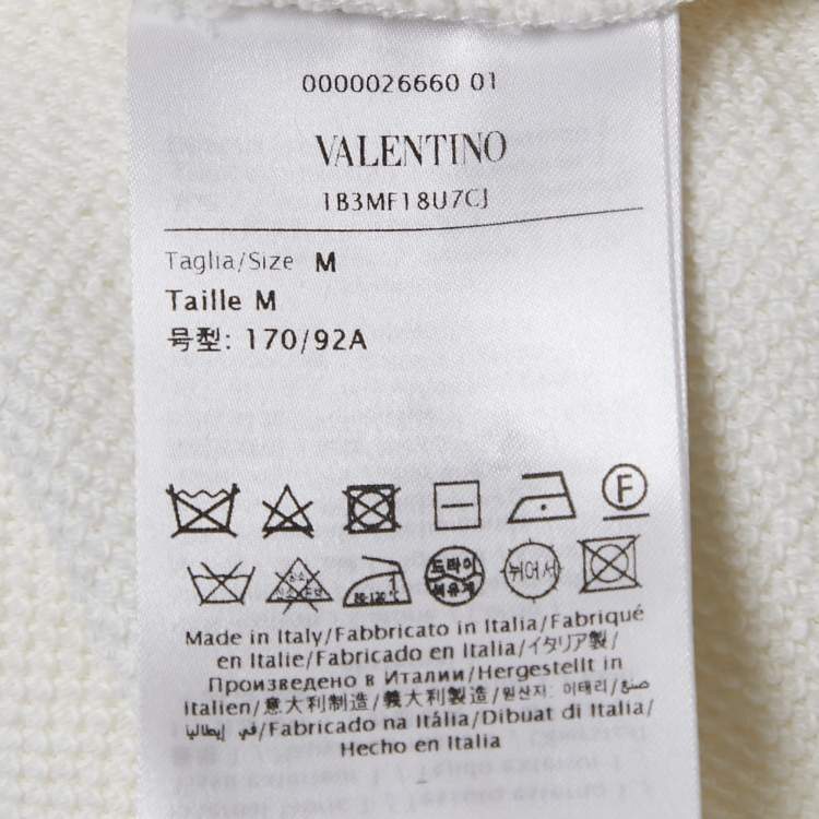 Pre Owned Valentino Off White Sequin Logo Cotton Sweatshirt M