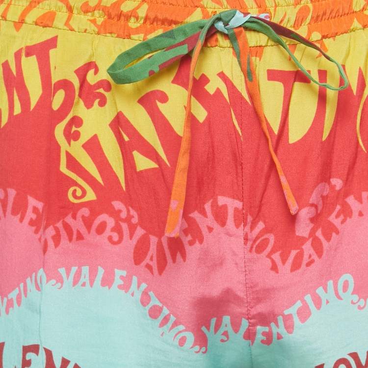 Pre Owned Valentino Multicolor Printed Silk Shorts S