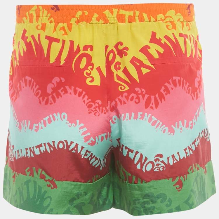 Pre Owned Valentino Multicolor Printed Silk Shorts S