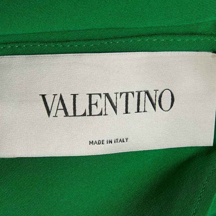 Pre Owned Valentino Green Silk Kaftan Maxi Dress XL 
