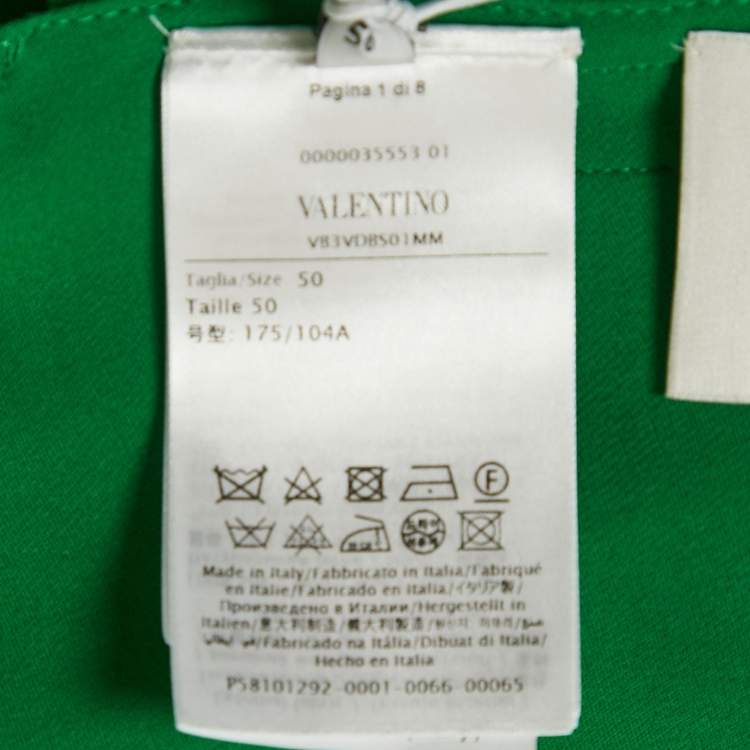 Pre Owned Valentino Green Silk Kaftan Maxi Dress XL 